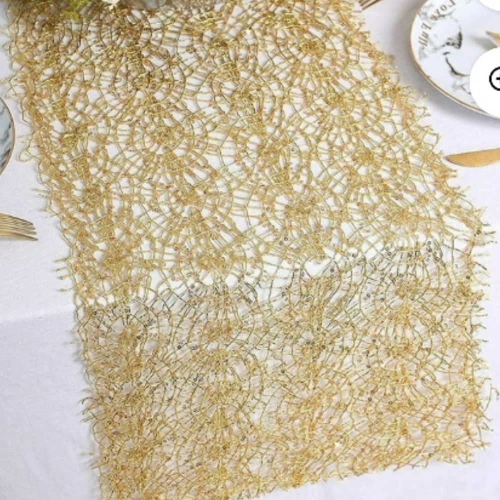 Table Runner Mesh Gold Sequin